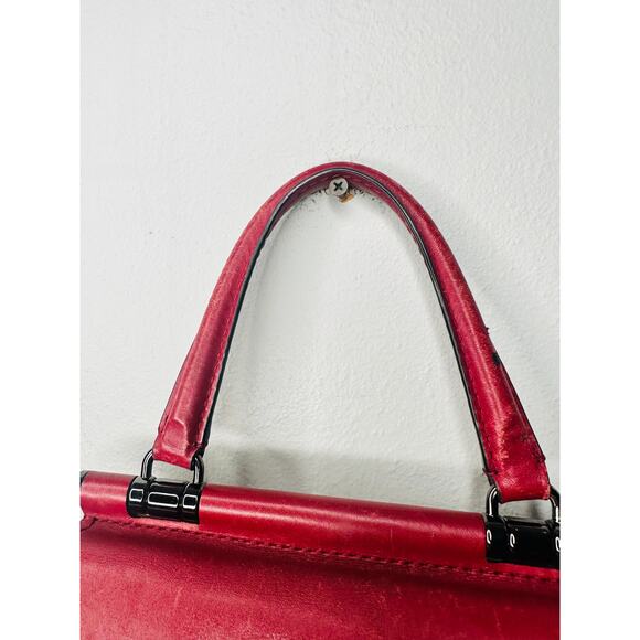 COACH Rustic Red Pebbled Leather Turnlock Closure Drifter Top Handle Hand Bag - Picture 4 of 11